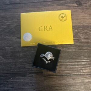 Moissanite Engagement Ring Set – 1.14 Carat D Color – Size 9 – 925 Sterling Silv